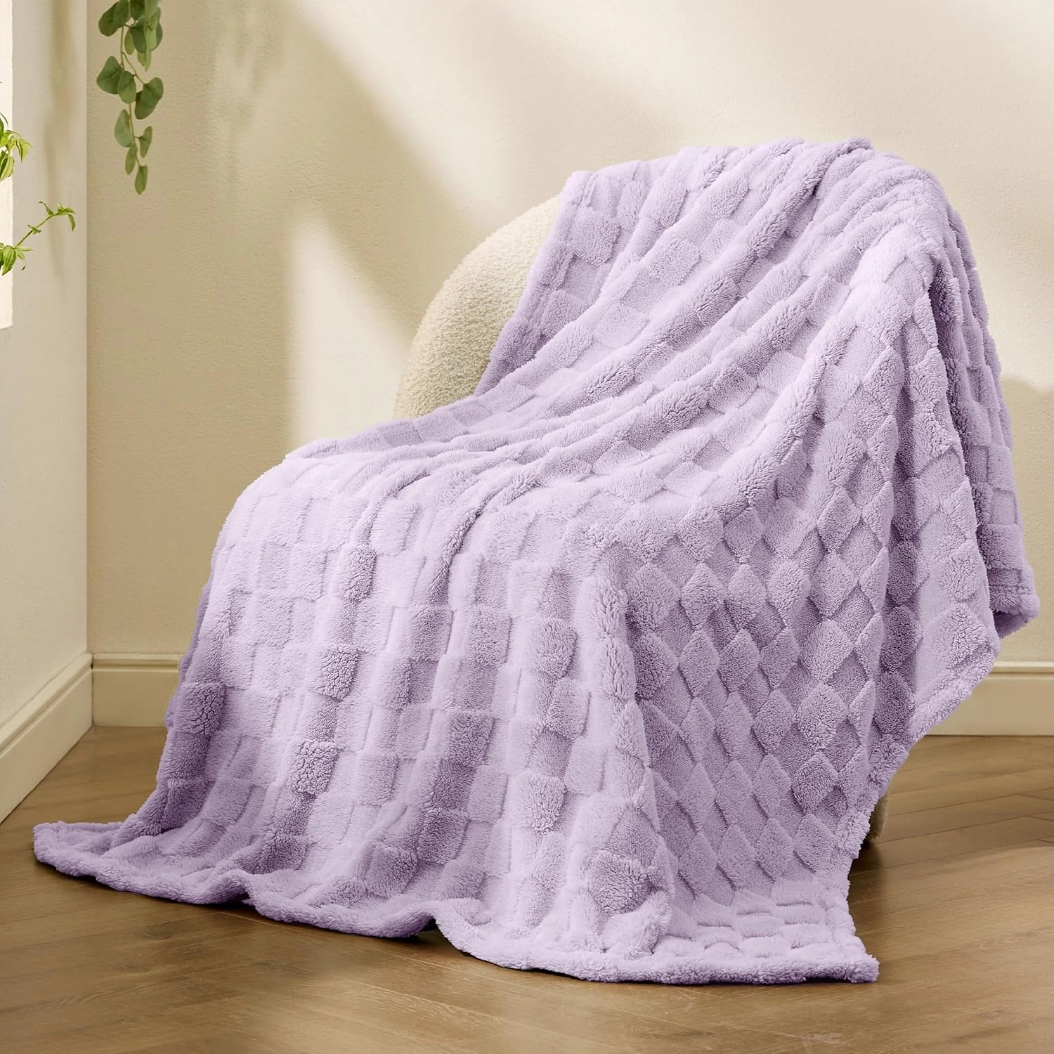 Bedsure Lavender Fog Fleece Blanket for Couch - Super Soft Cozy Blankets for Women, Cute Small Throws for Girls, 50x60 Inches