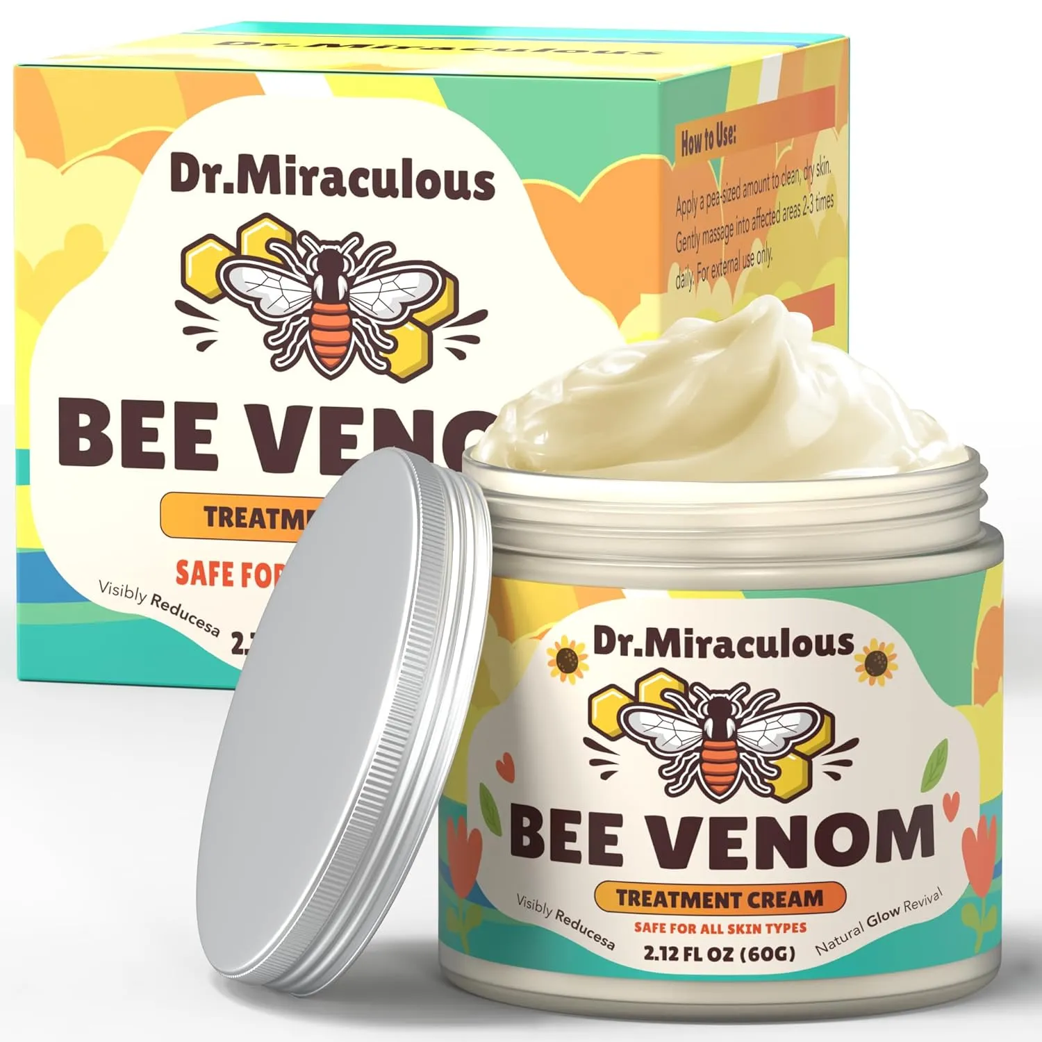 Bee Venom Skin Cream, Propolis & Peptide Anti-Aging Moisturizer for Wrinkles Removal, Hydration & Firming Skin (2.12 fl oz)