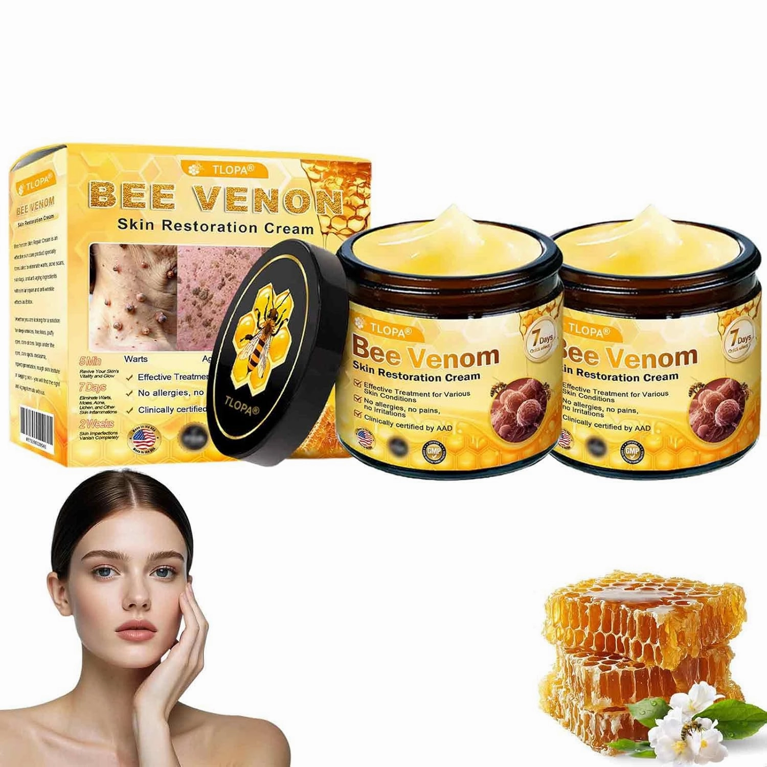 Bee Venom Skin Restoration Cream, Bee Venom Skin Treatment Cream for Face & Body, Bee Venom cream for Women & Men - Day & Night Use (2)