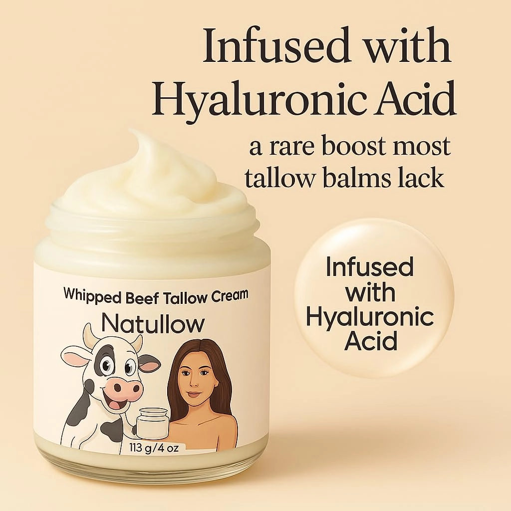 Beef Tallow for Skin, Grass-Fed Beef Tallow Face Moisturizer & Body Lotion, Whipped Tallow Balm for Soft, Smooth Skin, sebo de res para la cara (4 oz, Bergamot Lavender)