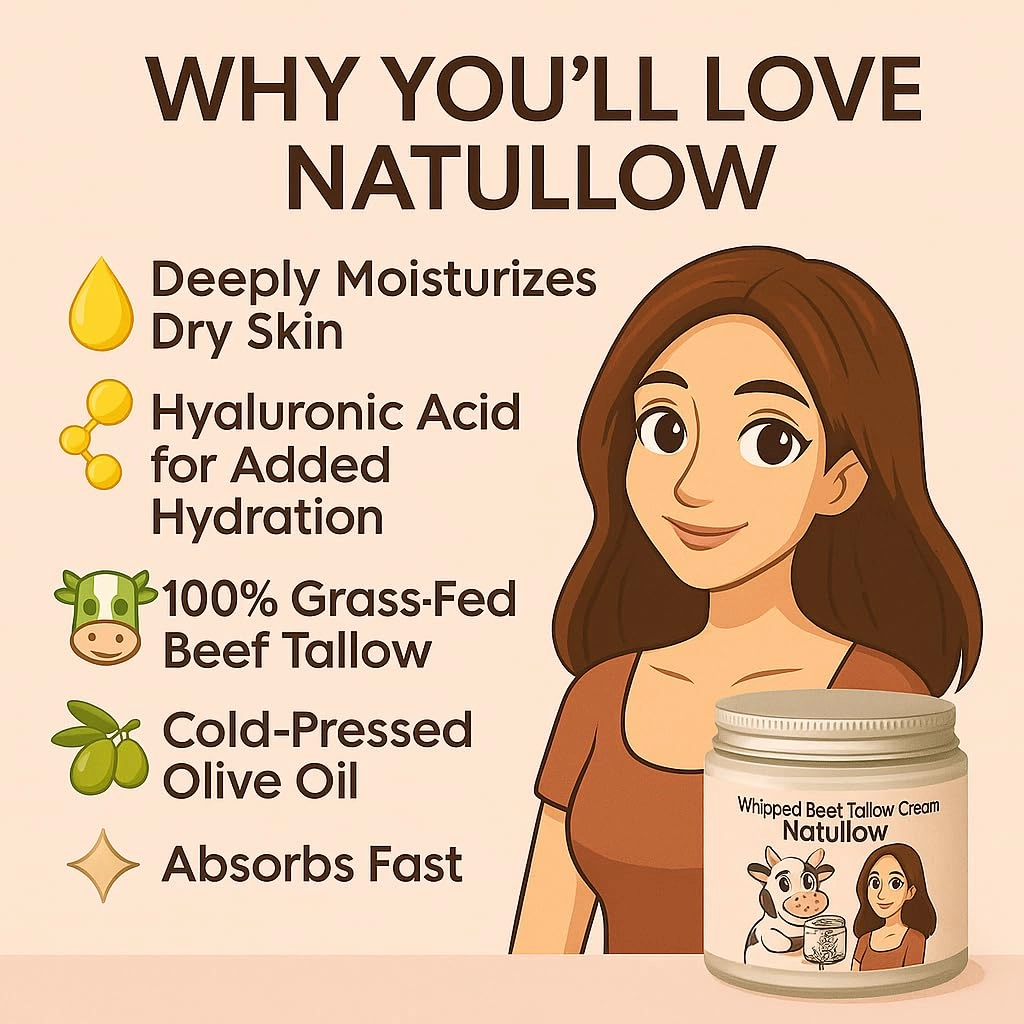 Beef Tallow for Skin, Grass-Fed Beef Tallow Face Moisturizer & Body Lotion, Whipped Tallow Balm for Soft, Smooth Skin, sebo de res para la cara (4 oz, Bergamot Lavender)