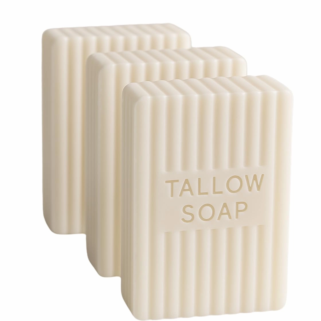 Beef Tallow Soap Bars – Grass-Fed, Handmade, Naturally Scented with Essential Oils – Moisturizing & Nourishing for Face & Body – Gentle, Paleo & Sensitive Skin Friendly- Lavender   Rosemary (3 Bars)