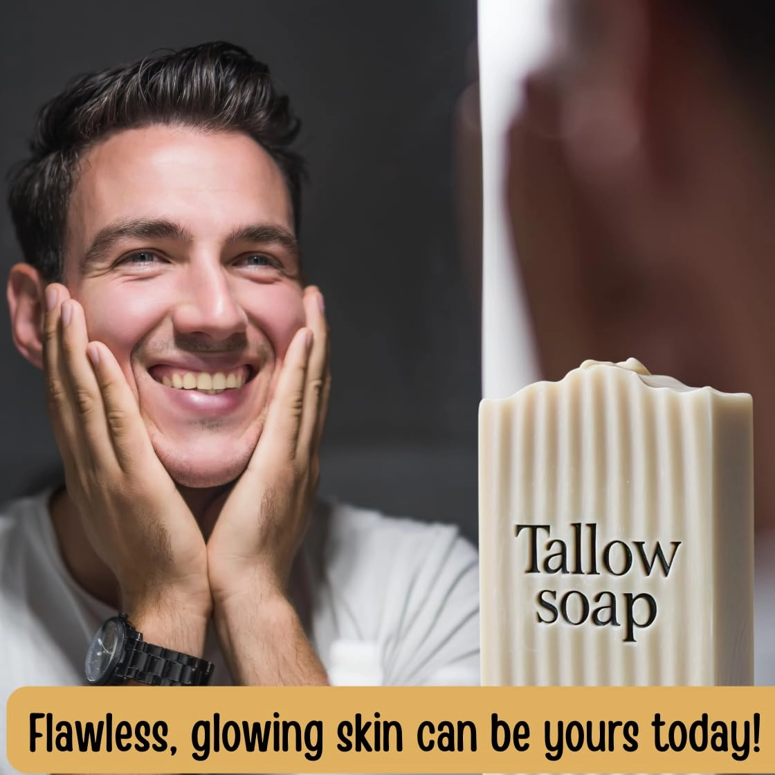 Beef Tallow Soap Bars – Grass-Fed, Handmade, Naturally Scented with Essential Oils – Moisturizing & Nourishing for Face & Body – Gentle, Paleo & Sensitive Skin Friendly- Lavender   Rosemary (3 Bars)