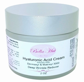 Bellahut 100% Hyaluronic Acid Cream (2 OZ, 16 OZ) Infused With Hexapeptide-12, Tripeptide1 & Tetrapeptide7 | A cream focused on reducing the length and depth of deep wrinkles | MADE IN USA (2 Ounce)