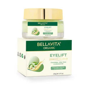 Bella.Vita Organic EyeLift Hydrating Natural Under Eye Cream Gel for Dark Circles, Puffy Eyes, Wrinkles & Removal of Fine Lines for Women & Men, 20 gm
