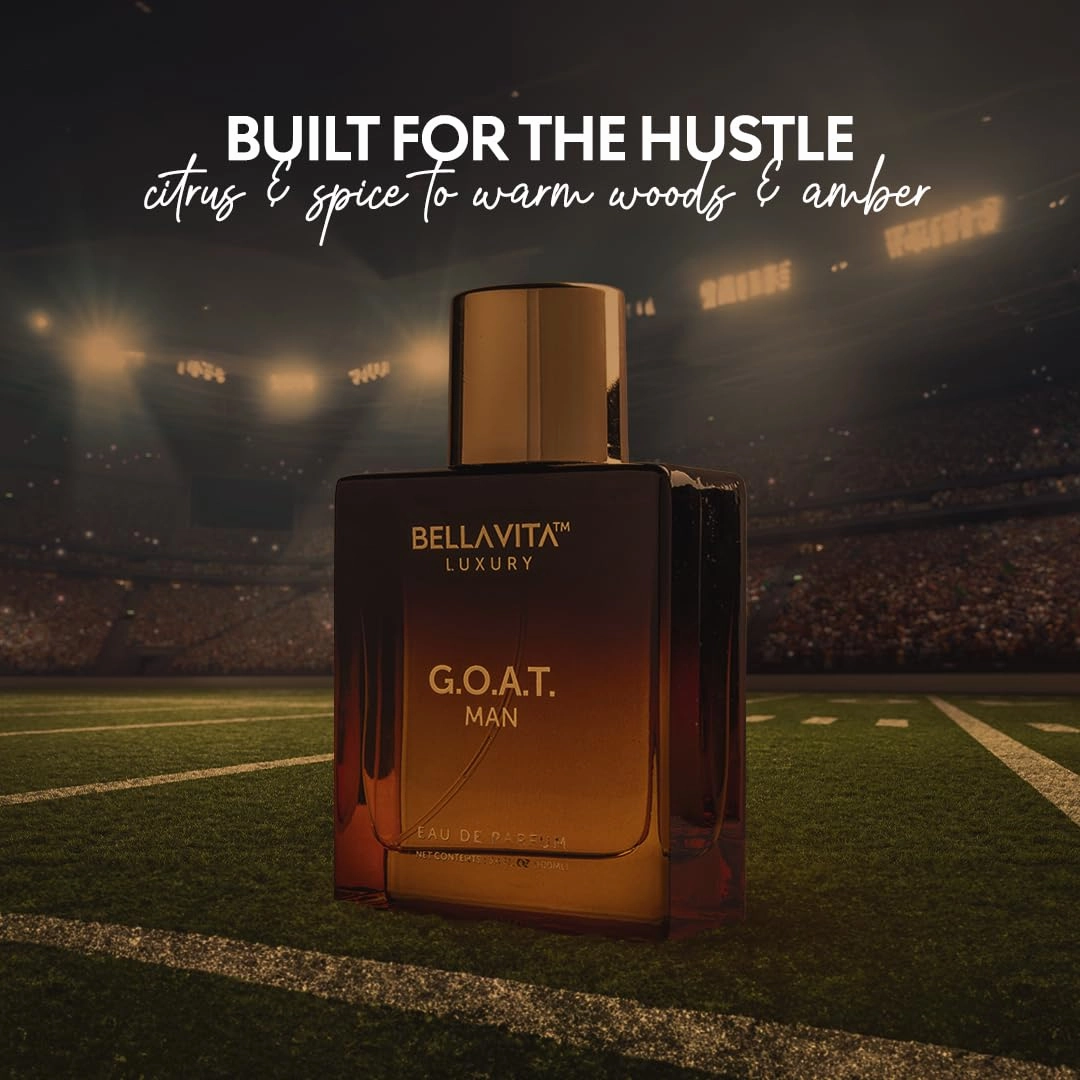 BellaVita Luxury G.O.A.T. Men's Eau De Parfum (3.4 fl.oz) | Natural Refreshing Notes of Bergamot, Lavender & Patchouli Oriental | Fresh Perfume for Men of All Time | Long-Lasting Perfume for Mens EDP