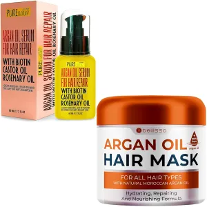 BELLISSO Moroccan Argan Oil Mask and Moroccan Argan Oil Hair Serum