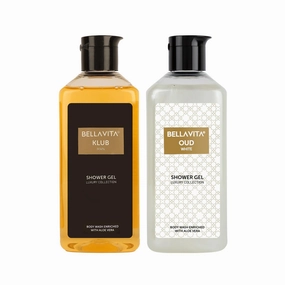 beluvuta Luxury KLUB Man and OUD WHITE Body Wash Refreshing Shower Gel for Deep Cleansing, Hydrating & Moisturising Skin with Aloe Vera. (250 ml Each * 2 bottel)