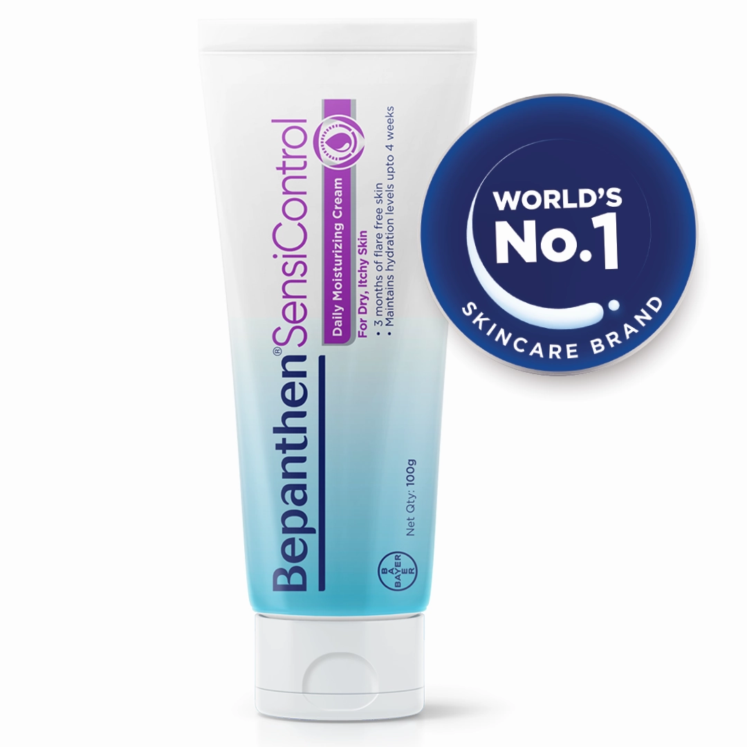 Bepanthen Sensi Control Daily Moisturizing Cream, Worlds No.1 Skincare Brand, For Dry & Sensitive Skin, 100 gm, Pro Vit B5, Vit B3, Shea Butter, Skin Barrier repair, Dermatologically Approved