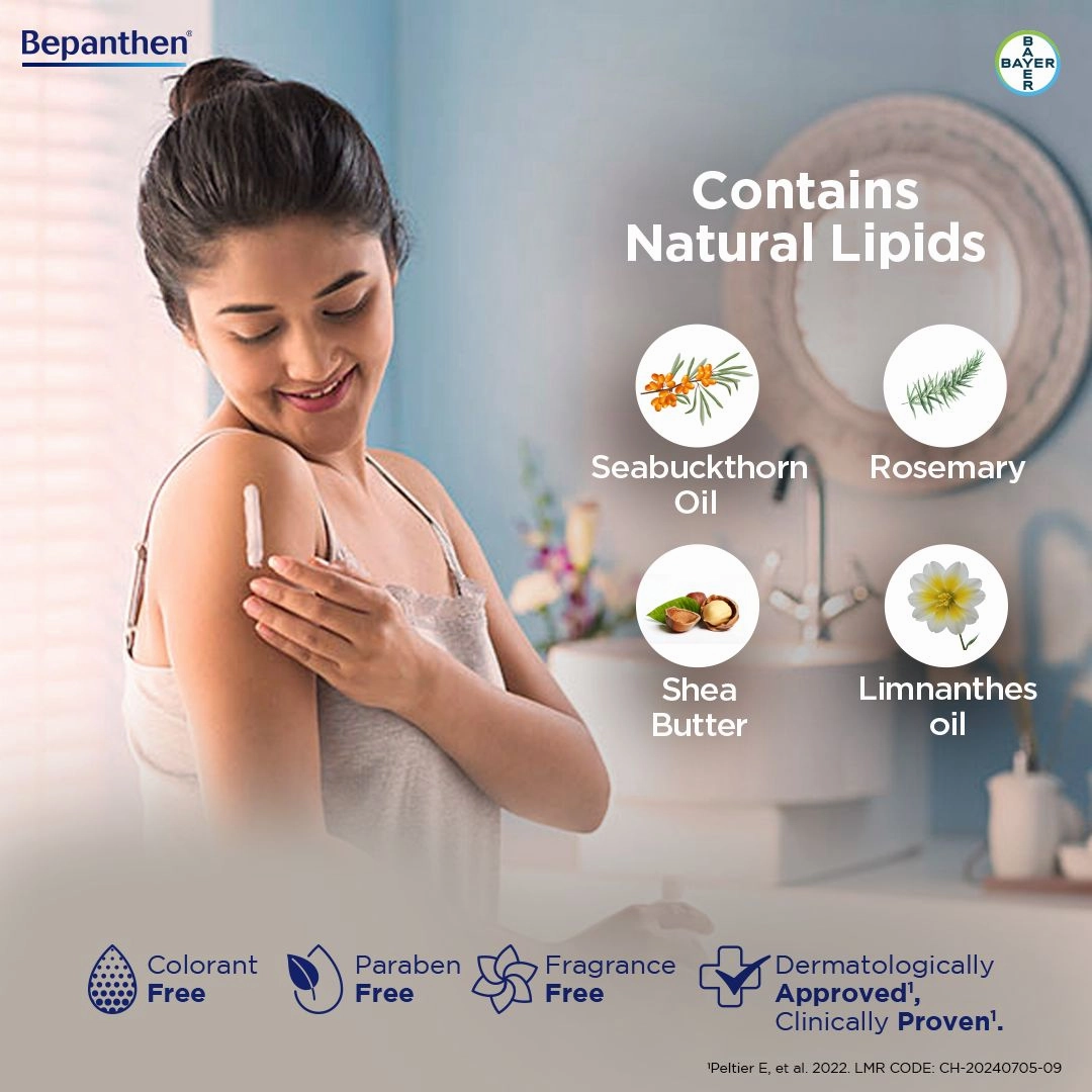 Bepanthen Sensi Control Daily Moisturizing Cream, Worlds No.1 Skincare Brand, For Dry & Sensitive Skin, 100 gm, Pro Vit B5, Vit B3, Shea Butter, Skin Barrier repair, Dermatologically Approved
