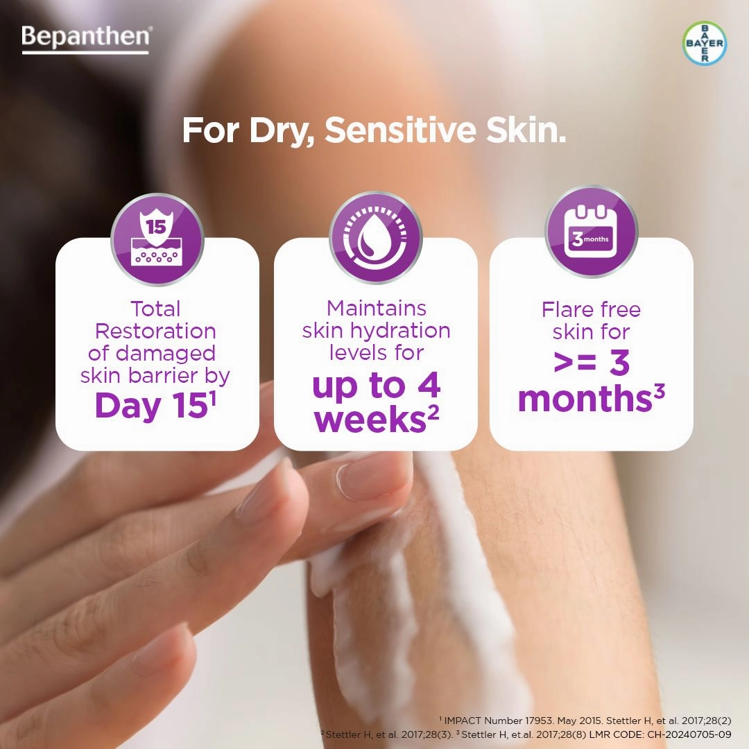 Bepanthen Sensi Control Daily Moisturizing Cream, Worlds No.1 Skincare Brand, For Dry & Sensitive Skin, 100 gm, Pro Vit B5, Vit B3, Shea Butter, Skin Barrier repair, Dermatologically Approved