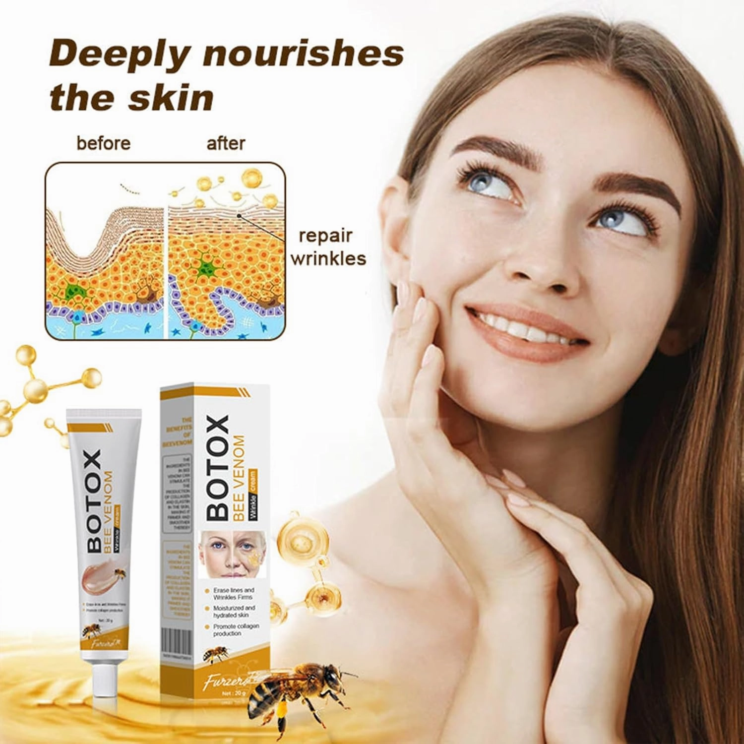 Biancat Botoxlux Bee Venom Lift Cream, Botox Bee Venom Wrinkle Removal Cream, Anti Wrinkle Firming Multi Purpose Botox Wrinkle Cream for All Skin Types (2 Pack)