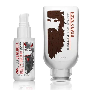 Billy Jealousy Beard Care Bundle: Hydrating Beard Wash with Aloe & Green Tea Extract   Devil's Delight Beard Oil for Men, Softens & Conditions Beard, Prevents Itching & Flakes, Weightless Moisture