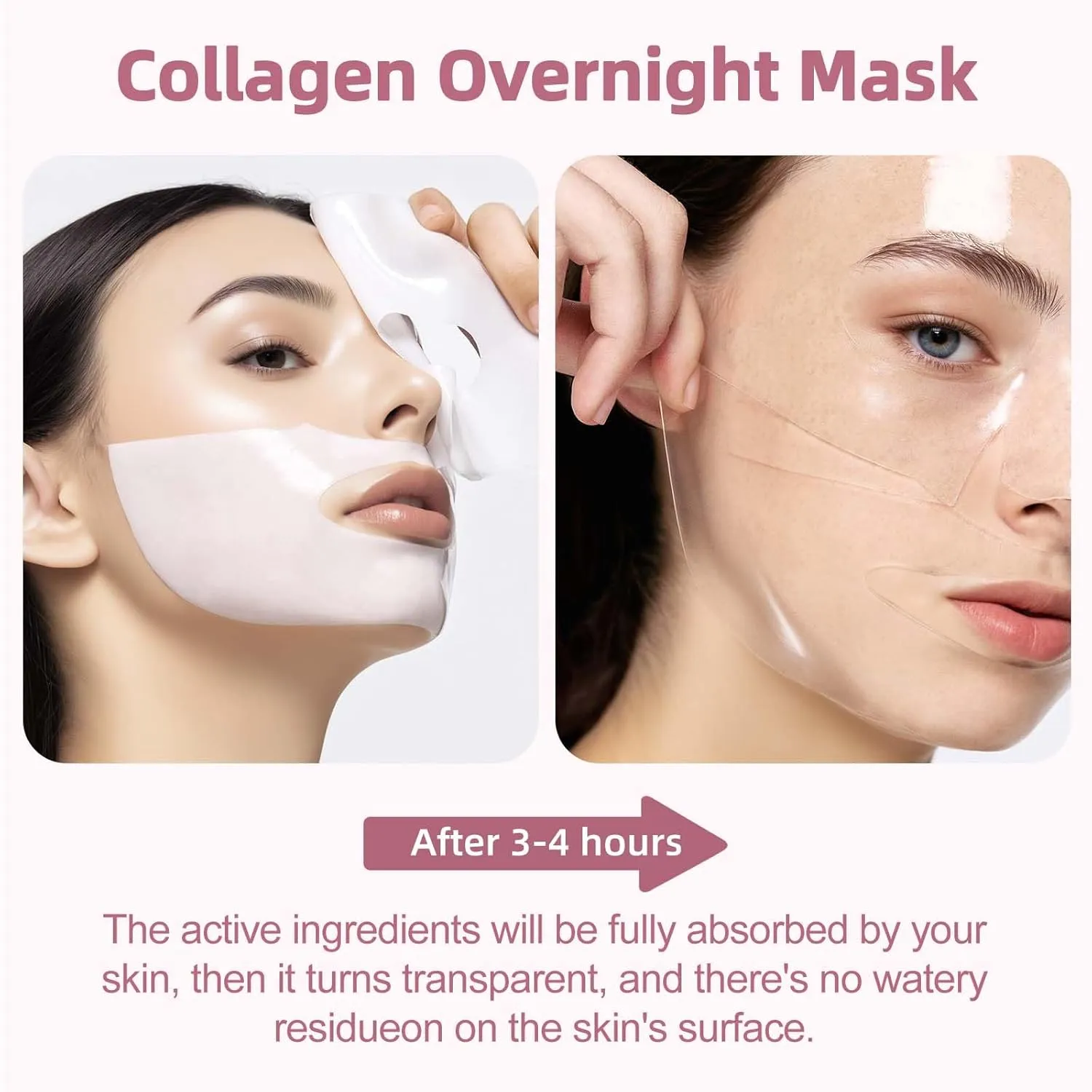 Bio-Collagen Real Deep Mask, 5,120,000 PPB Hydrating Overnight Hydrogel Mask 234 Da Deep Collagen Face Mask, Pore Minimizing, Elasticity Improvement, 34g x 16ea