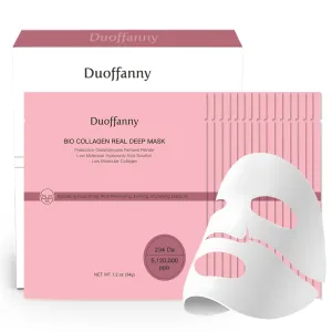 Bio-Collagen Real Deep Mask, 5,120,000 PPB Hydrating Overnight Hydrogel Mask 234 Da Deep Collagen Face Mask, Pore Minimizing, Elasticity Improvement, 34g x 16ea