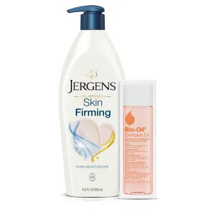 Bio-Oil Skincare Oil 4.2oz and Jergens Skin Firming Moisturizing Body Lotion Dry Skin 16.8 oz Trail Pack, Hydrating Moisturizer, Oil for Dry Skin, Firming Body Lotion Trial Pack