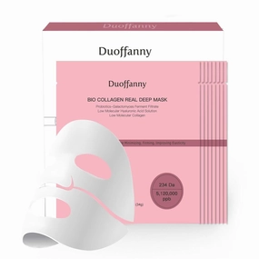 Bio-Collagen Real Deep Mask, 5,120,000 PPB Hydrating Overnight Hydrogel Mask 234 Da Deep Collagen Face Mask, Pore Minimizing, Elasticity Improvement, 34g x 8ea