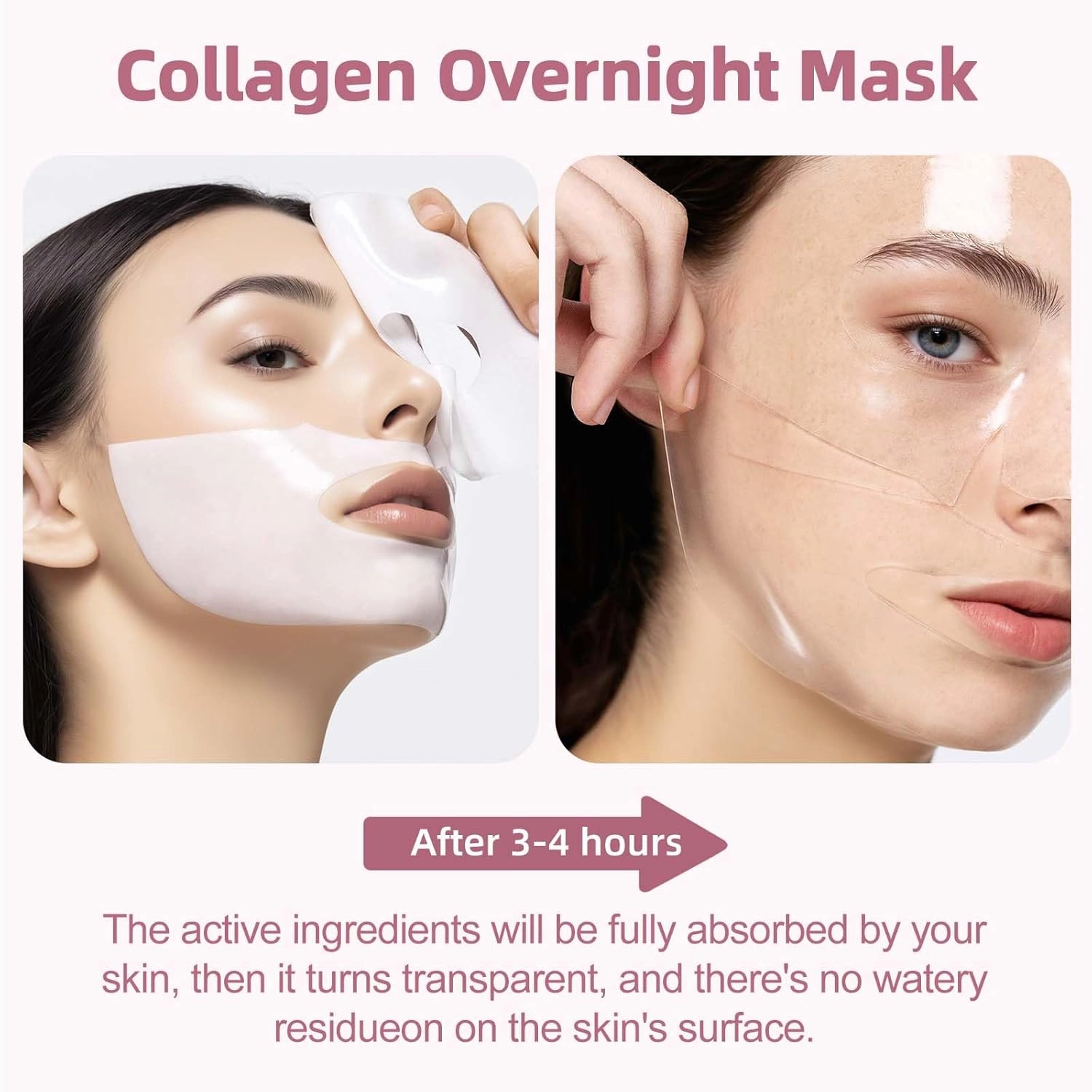 Bio-Collagen Real Deep Mask, 5,120,000 PPB Hydrating Overnight Hydrogel Mask 234 Da Deep Collagen Face Mask, Pore Minimizing, Elasticity Improvement, 34g x 8ea