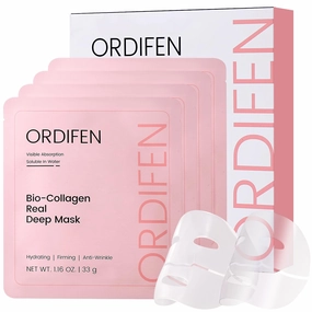 Bio-Collagen Real Deep Mask Hydrating Overnight Hydrogel Mask for Glass Glow Skin, Deep Hydration, Firming, Anti-Aging, Pore Minimizing, Radiance 1.16oz(33g)*4ea
