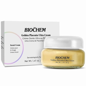 BIOCHEM Golden Placenta Ultra Cream – Anti-Aging Moisturizer w/Placenta Extract for Wrinkles, Fine Lines & Collagen Support, Natural Radiance, Firming, Toning & Hydrating for Face & Neck, 1.41 oz/40g