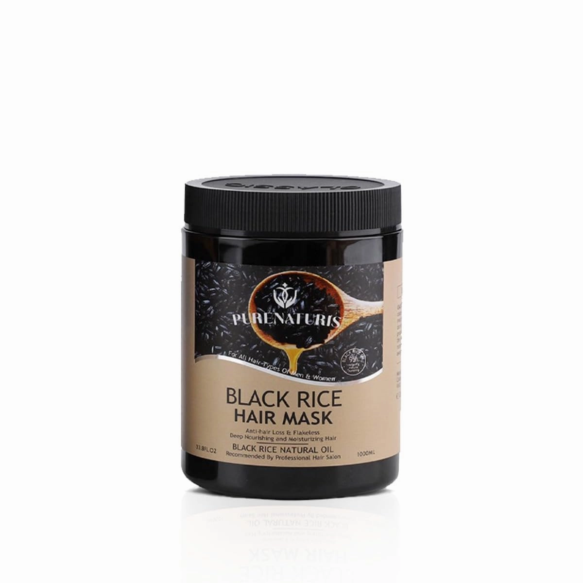 Black Rice Hair Mask Intensive Repair Treatment for Men and Women, Anti Hair Loss and Regrowth, Deep Moisturizing and Shine Restoration, Ideal for Damaged Hair, 33.8 fl oz