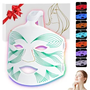 Blue Red Light Theràpy Màsk for Face, 7 Colors led face màsk Light Theràpy, Portable Facial Skin Care Màsk for Face and Neck At Home (Green)