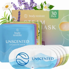Body Restore Self Heated Steam Eye Mask 30 Pack - Fathers Day Unique Gifts for Dad, Relaxation Gifts for Her and Him, Best Friend, Stye Eye Treatment, Travel Essentials - Variety