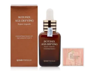 BOTONIX Age Defying Intensive Repair Solution 24K Gold and 8 Peptides Lifting and Firming Bundled with 1 Pack Herblandia Oil Absorbing Blotting Paper