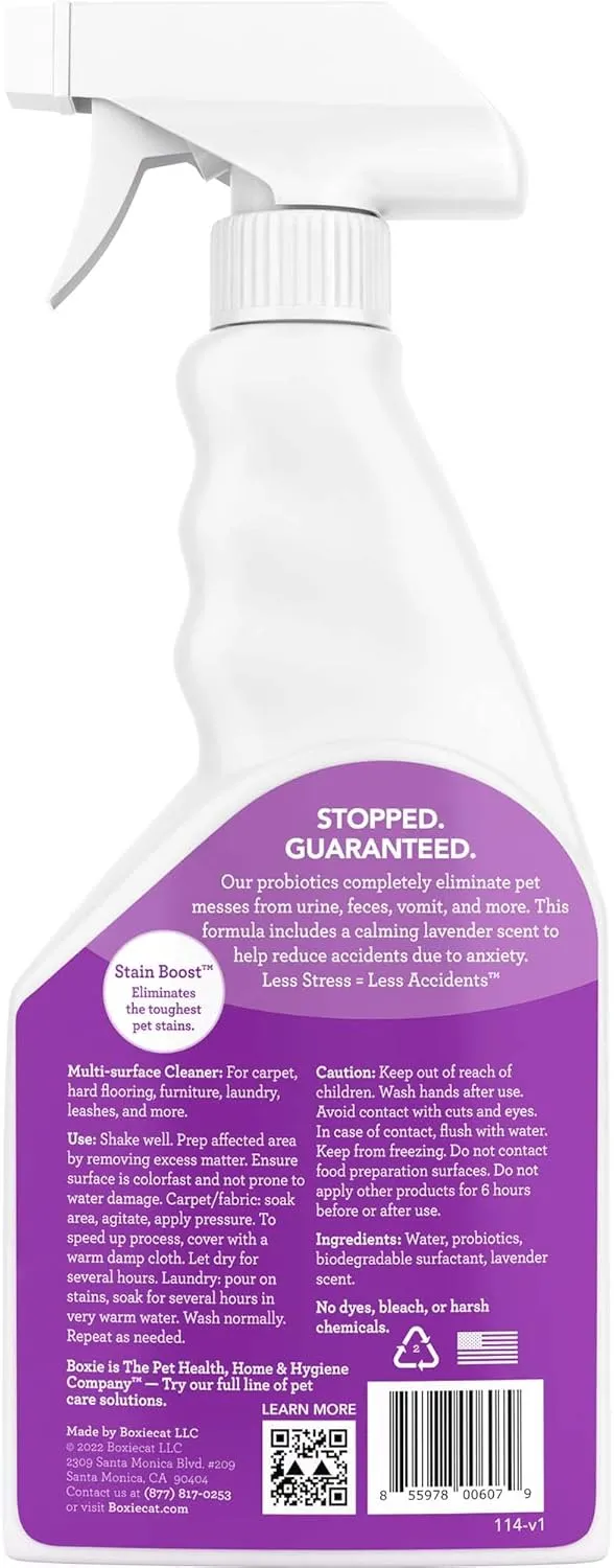 Boxie® Pro™Probiotic Calming Lavender Stain & Odor Stopper™ for Cats, 24 oz Boxiecat