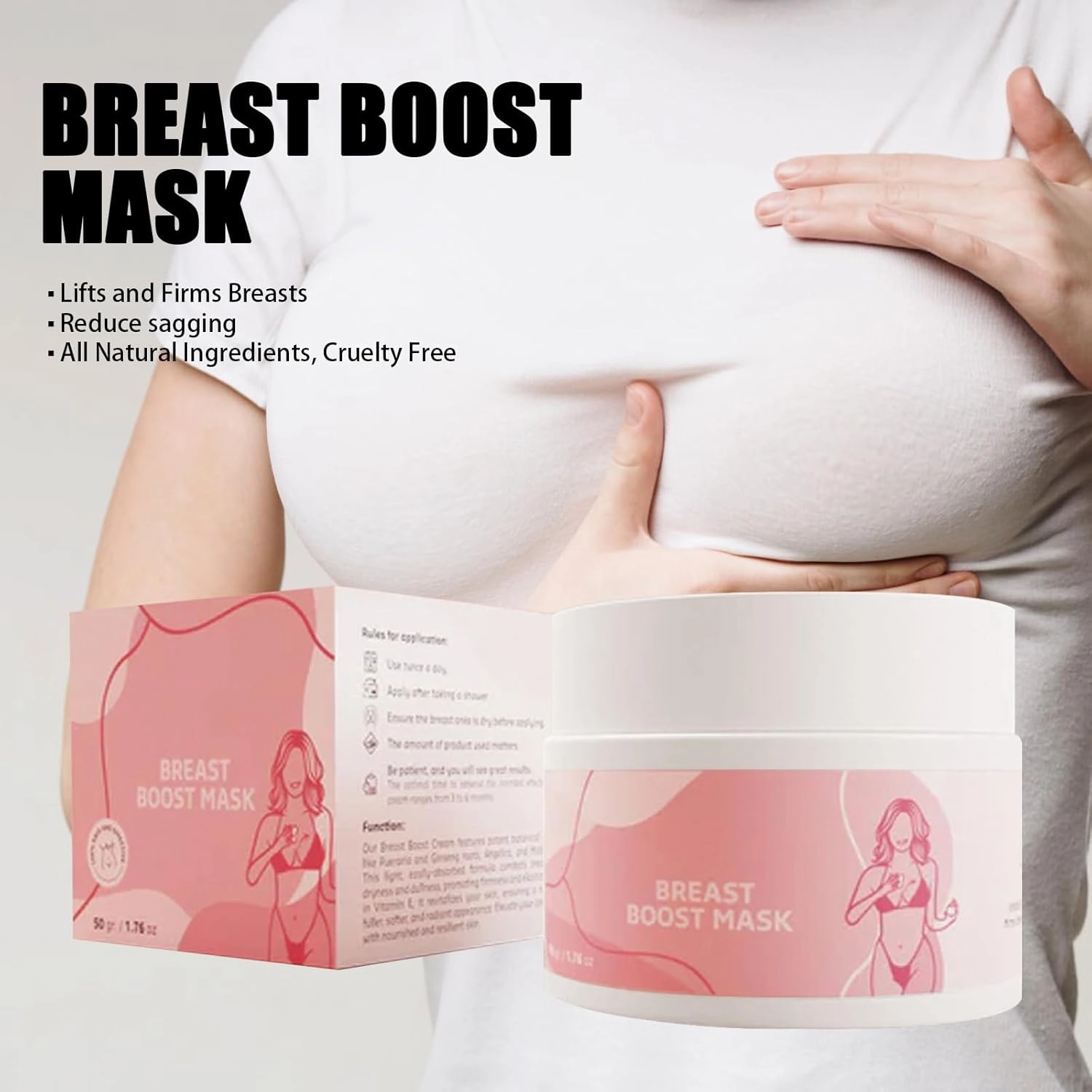 Breasts Boost Mask Glowavenue, Glow-Avenue Booty Boost Mask, Breast Firming and Lifting Cream, Chest Skin Care Mask for Fast Growth Increase Elasticity Firming Lifting 50g (2Pcs)