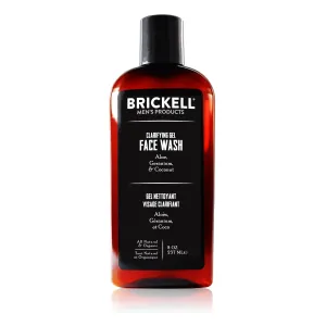 Brickell Men's Clarifying Gel Face Wash for Men, Natural and Organic Rich Foaming Daily Facial Cleanser Formulated With Geranium, Coconut and Aloe, 8 Ounce, Scented