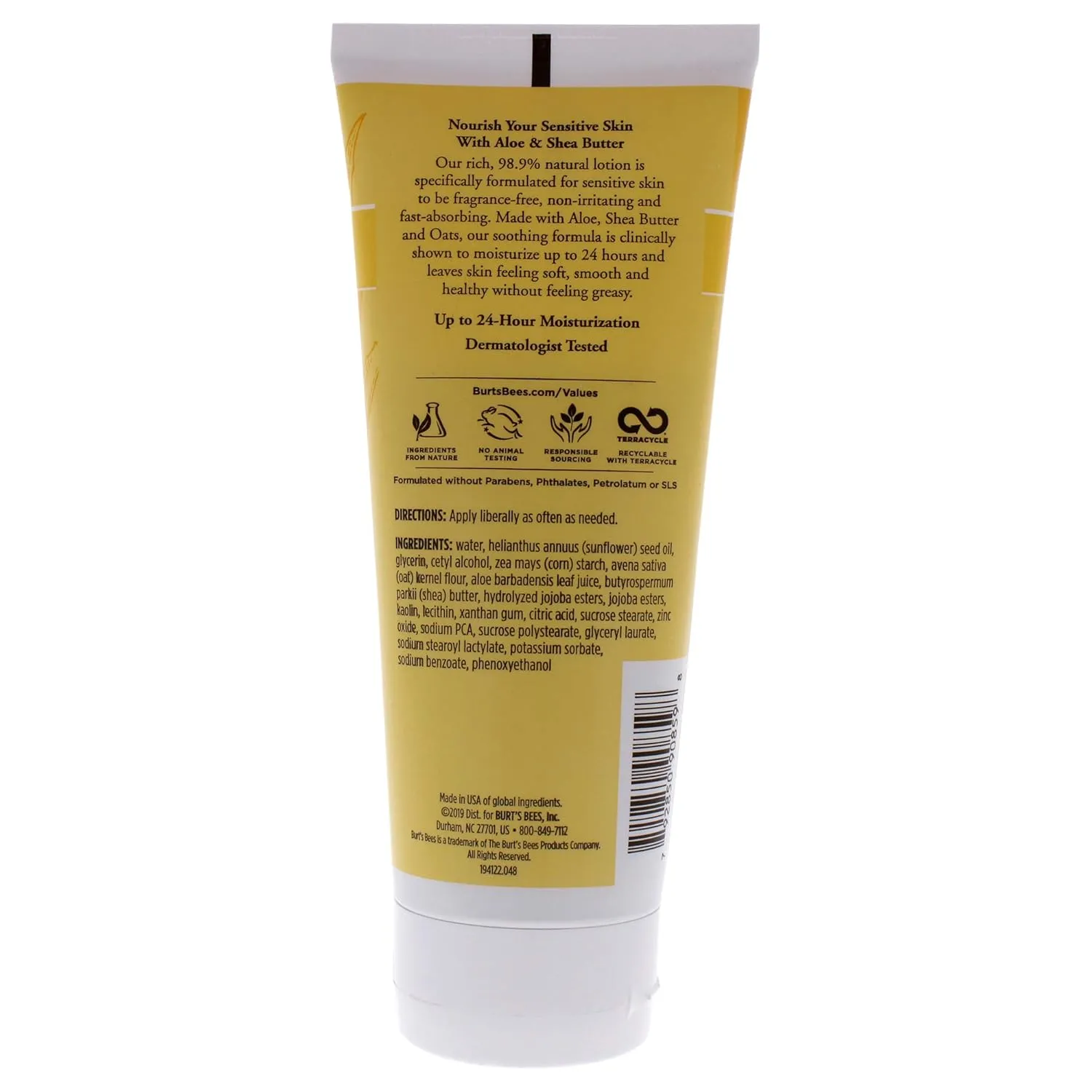 Burt's Bees Aloe & Shea Butter Body Lotion, Sensitive Skin, 6 Oz Pack Of 3