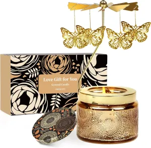 Butterfly Gifts for Women, Unique Birthday Gifts for Mom Wife Sister Daughter Girlfriend Friendship, Rotatable Lavender Scented Candle Gift for Valentines Day Anniversary Mothers Day Easter Christmas