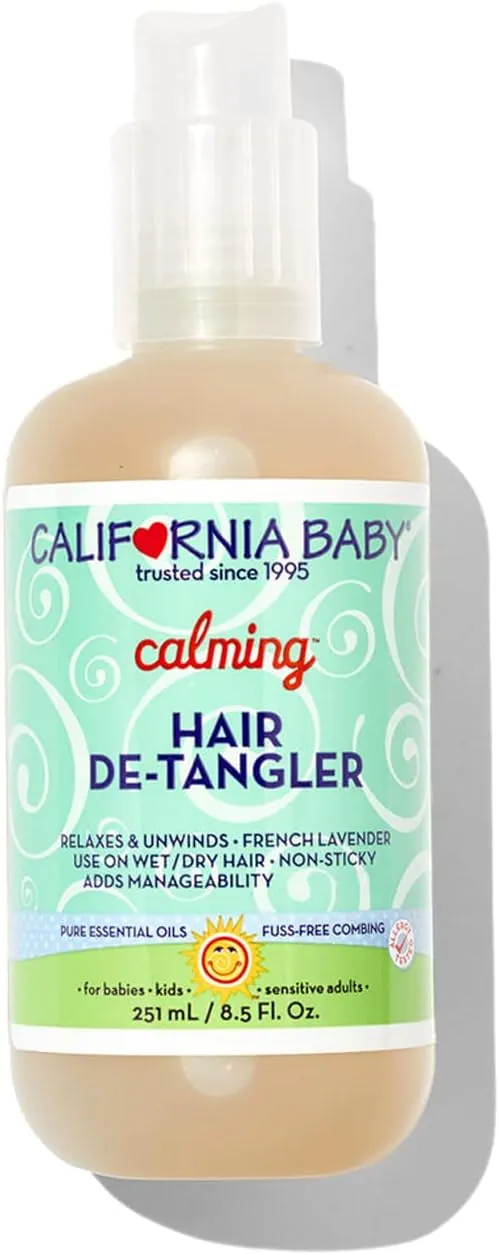 California Baby Calming Detangler Spray | Plant-Based | Detangles Hair & Adds Shine | Light Lavender Scent | Allergy-Friendly | Gentle Leave in Conditioner Spray | 251 mL / 8.5 fl. oz.