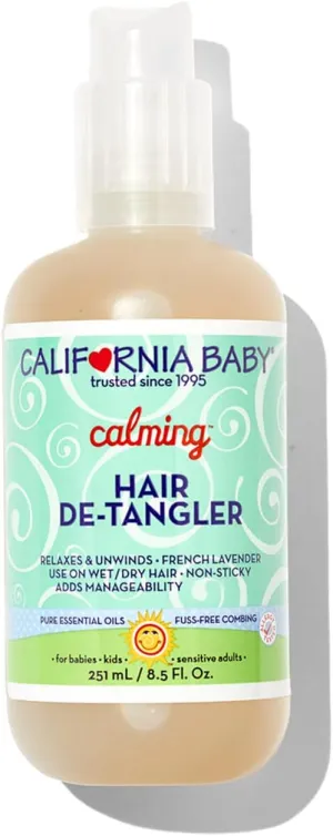 California Baby Calming Detangler Spray | Plant-Based | Detangles Hair & Adds Shine | Light Lavender Scent | Allergy-Friendly | Gentle Leave in Conditioner Spray | 251 mL / 8.5 fl. oz.