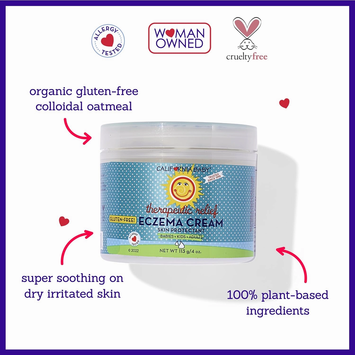 California Baby Eczema Cream | Steroid-Free Eczema Treatment | Colloidal Oatmeal   Aloe Vera | Soothing Eczema Lotion For Kids   Adults | 57 g / 2 oz.