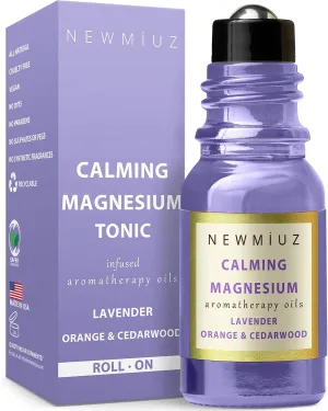 Calm Magnesium Roller Lavender Orange Cedarwood Essential Oil Roll On Calming Aromatherapy Self Care Stress Relief Destress Stocking Stuffers Gifts