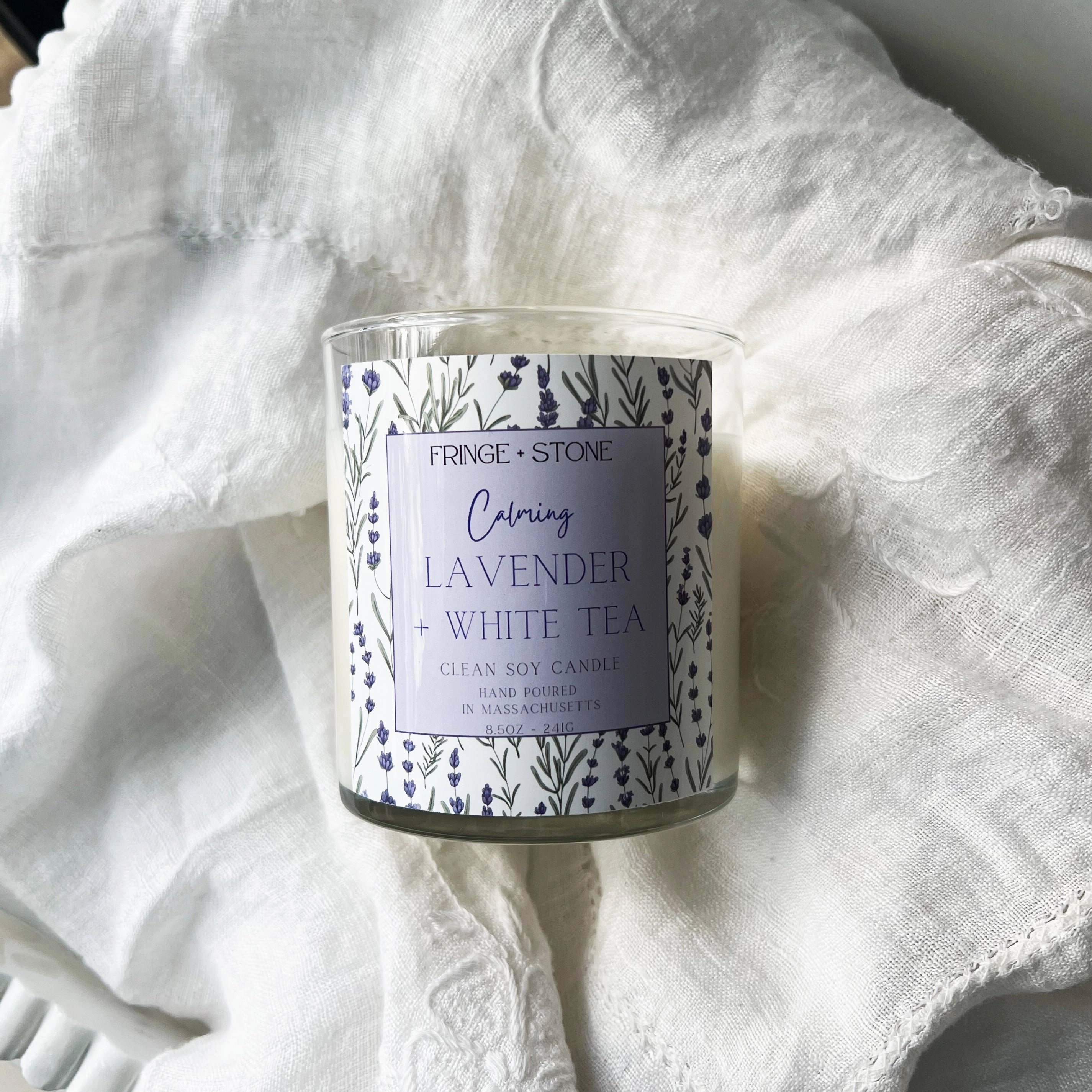 CALMING LAVENDER   WHITE TEA SOY CANDLE - 8.5 OZ.