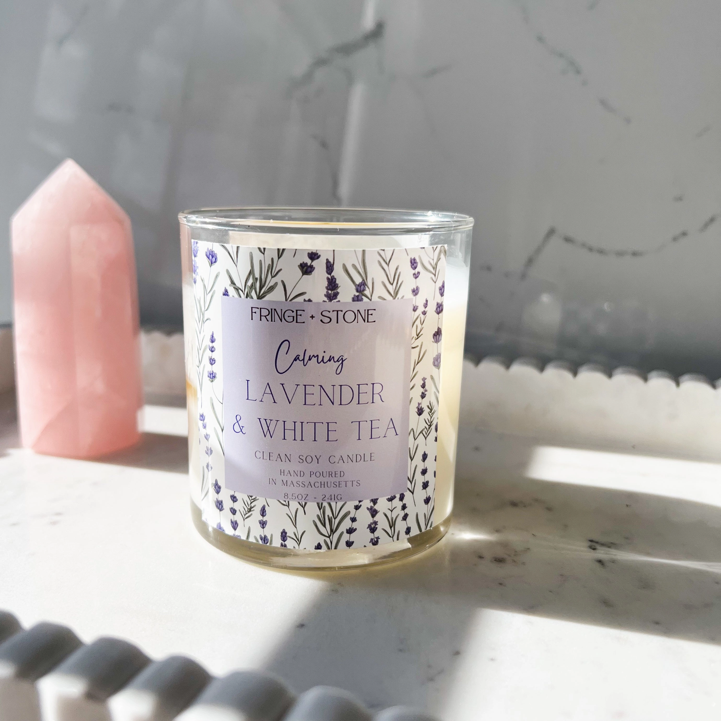 CALMING LAVENDER   WHITE TEA SOY CANDLE - 8.5 OZ.