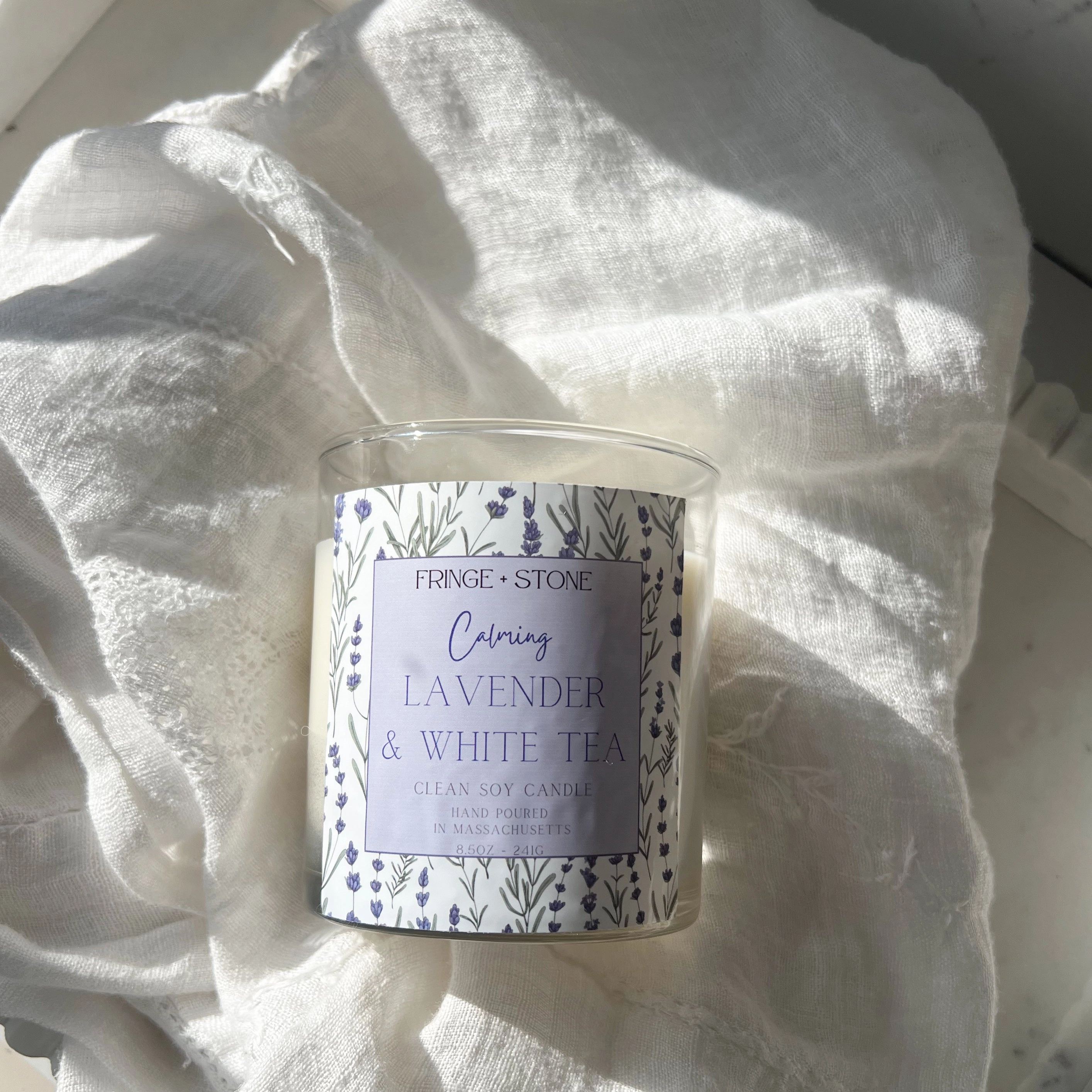 CALMING LAVENDER   WHITE TEA SOY CANDLE - 8.5 OZ.