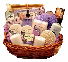 Calming Lavender Bath and Body Gift Basket for Her