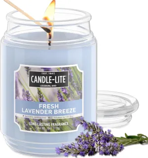 Candle-lite Scented Candles, Fresh Lavender Breeze, 18 oz Jar, Proudly Poured in The USA, Aromatherapy Candle, Single-Wick with 110 Hours of Burn Time, Perfect for Creating a Relaxing Ambiance