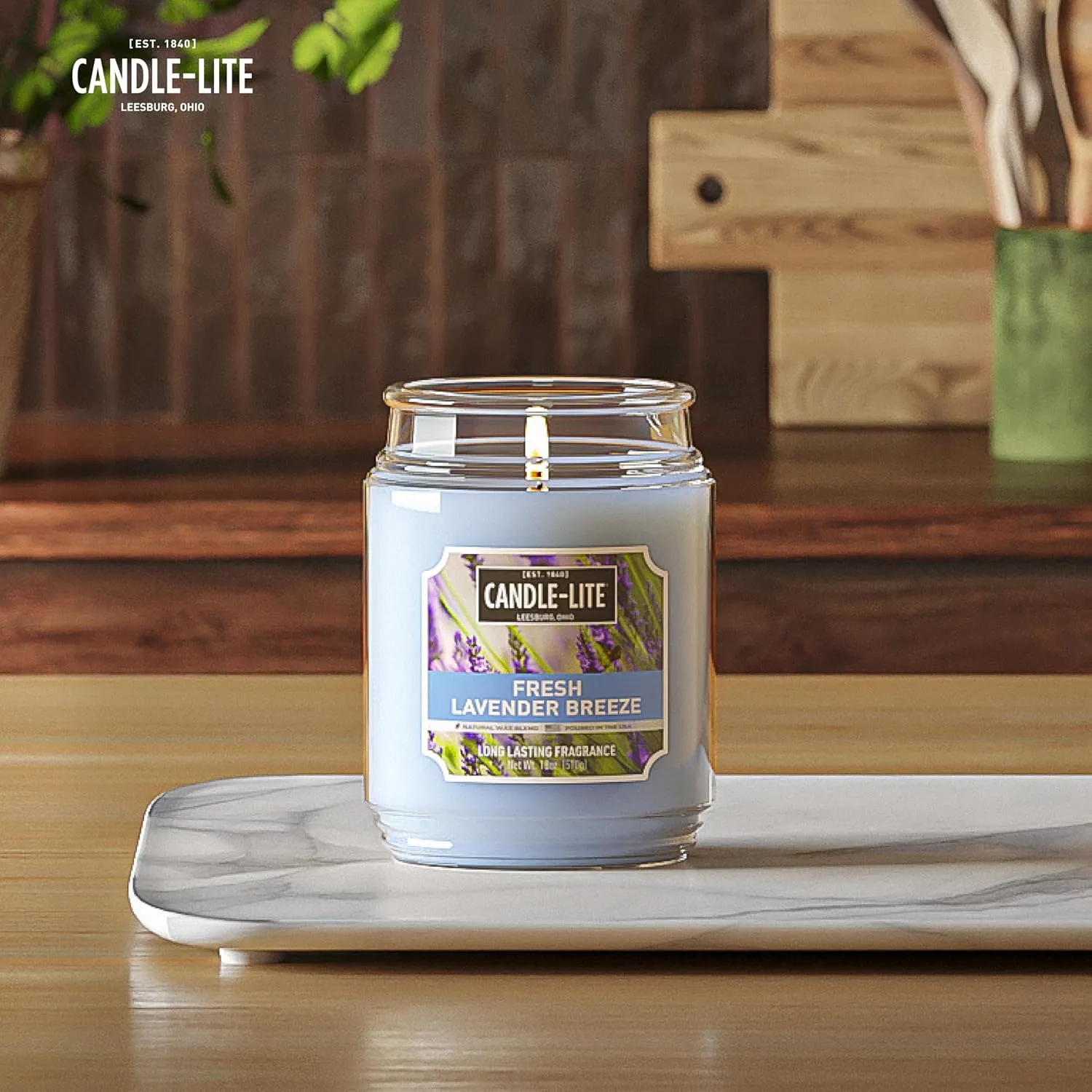 Candle-lite Scented Candles, Fresh Lavender Breeze, 18 oz Jar, Proudly Poured in The USA, Aromatherapy Candle, Single-Wick with 110 Hours of Burn Time, Perfect for Creating a Relaxing Ambiance