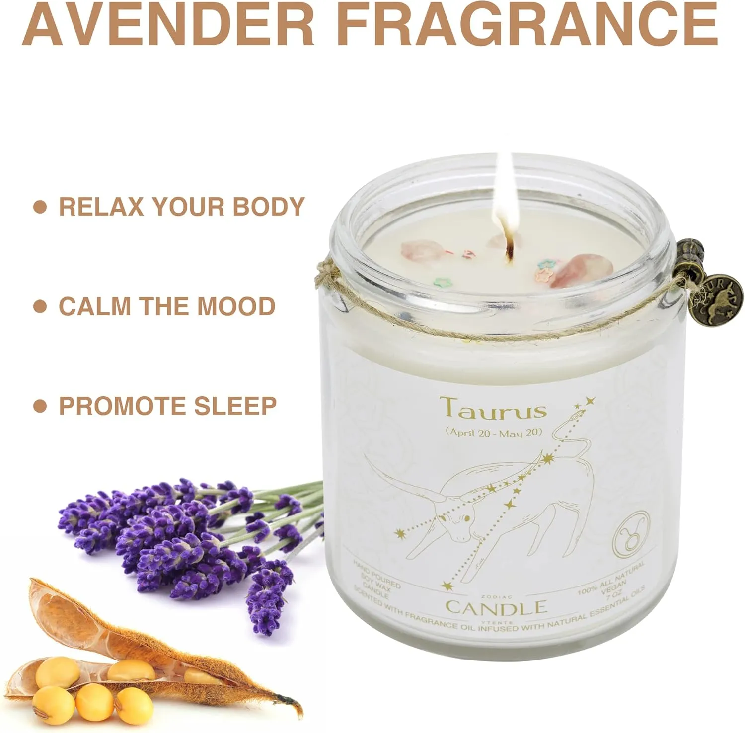 Candle, Soy Wax, Scented, Zodiac - Taurus, Birthday Gift for Women