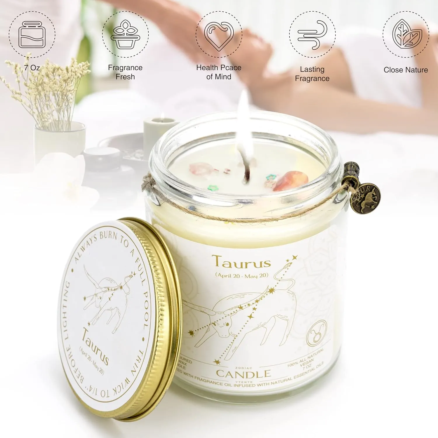 Candle, Soy Wax, Scented, Zodiac - Taurus, Birthday Gift for Women
