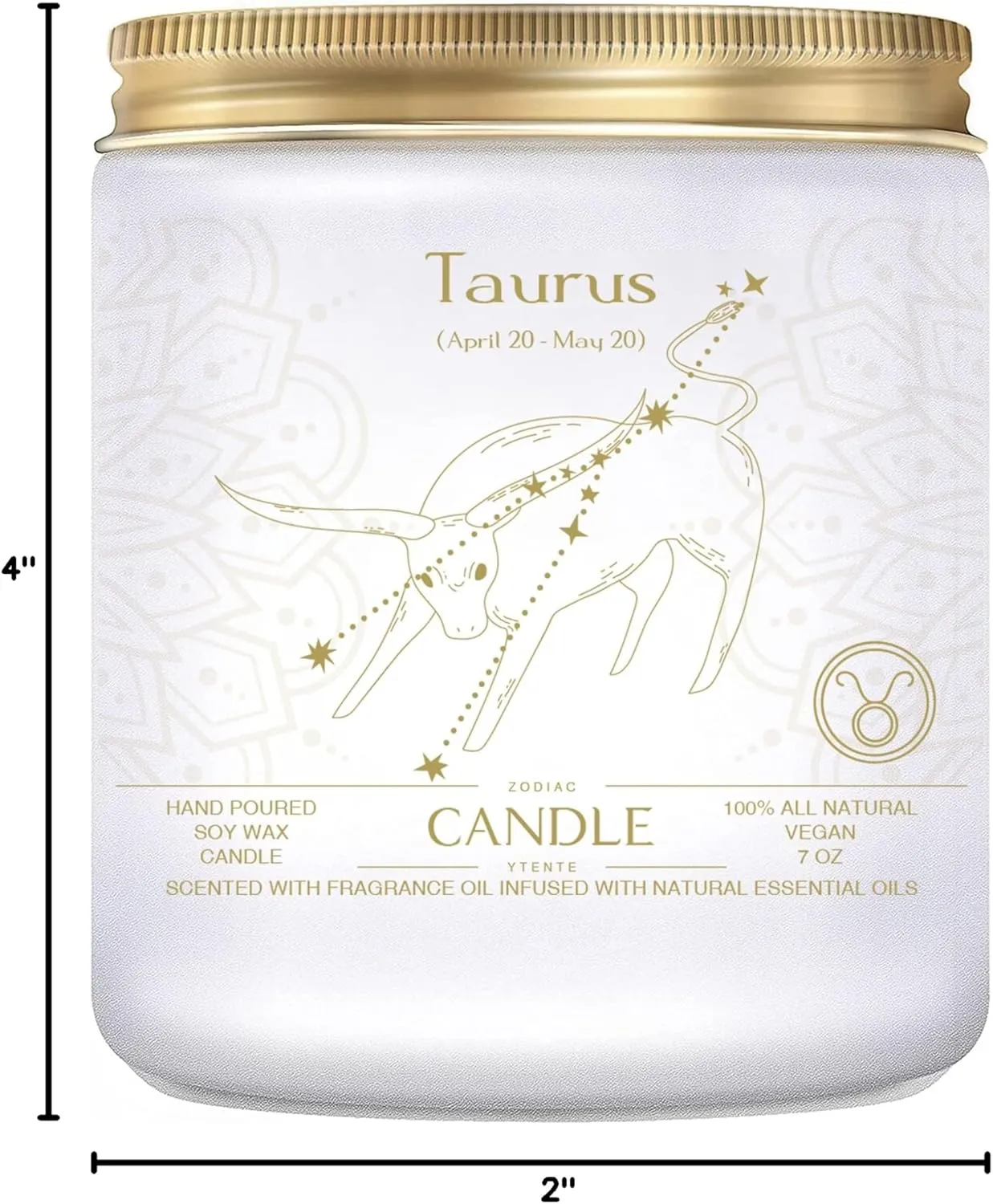 Candle, Soy Wax, Scented, Zodiac - Taurus, Birthday Gift for Women