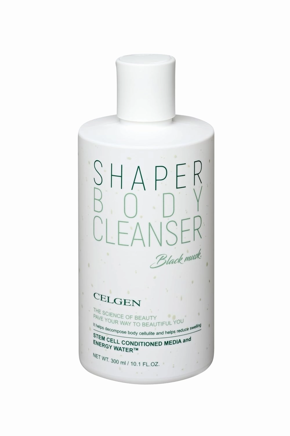 CELGEN] Body Shaper Cleanser for Cellulite – Growth Factor & Peptide Formula, Hibiscus & Marine Extracts, Toning & Firming Shower Gel with Black Musk, 10.1 Fl. Oz./ 300ml