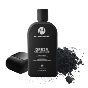 Charcoal Men's Body Wash - All Natural Body Wash w/Activated Charcoal for Men & Women - Vegan, Paraben-Free Moisturizing Face Wash w/Tea Tree Oil - Purifying Shower Gel (10.1oz)