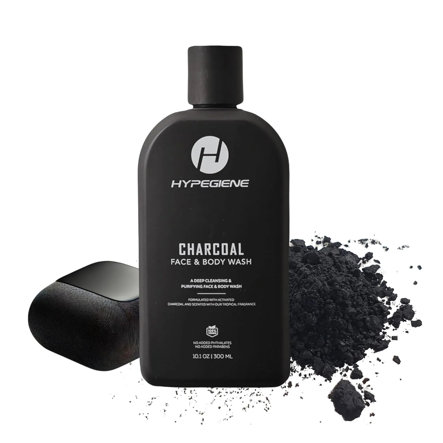 Charcoal Men's Body Wash - All Natural Body Wash w/Activated Charcoal for Men & Women - Vegan, Paraben-Free Moisturizing Face Wash w/Tea Tree Oil - Purifying Shower Gel (10.1oz)