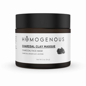 Charcoal Clay Masque, Kaolin Clay Face Mask with Lecithin, 2 oz Amber Glass Jar